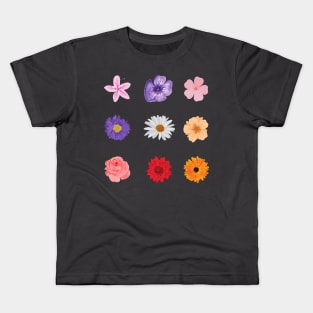 Group of Colourful Flower heads Kids T-Shirt